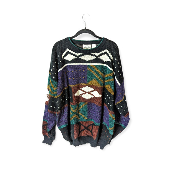 Piccadilly Other - Vintage Piccadilly Men's Multi Geometric Acrylic Crew Neck Sweater Size Big 2X